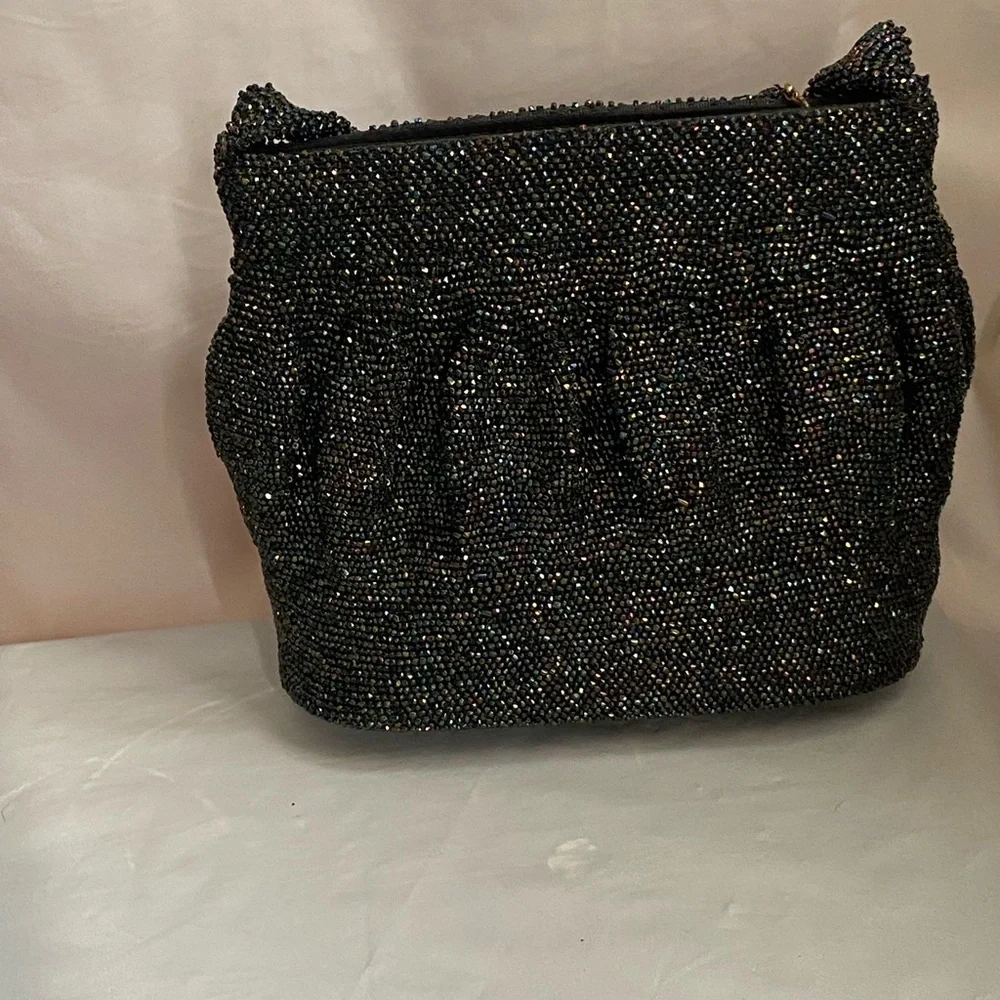 Elegant Black Beaded Women's Bag